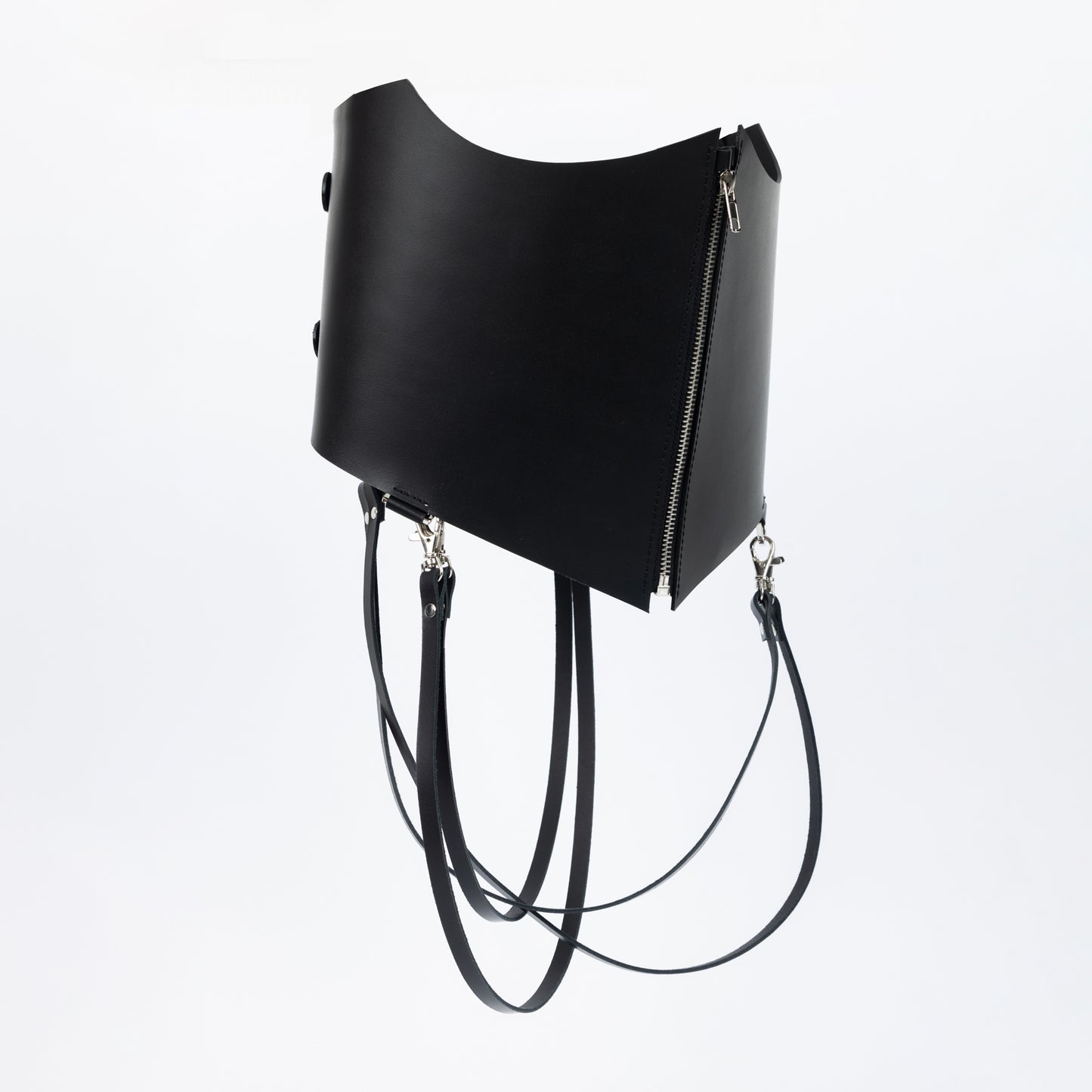 Leather corset with zipper and straps